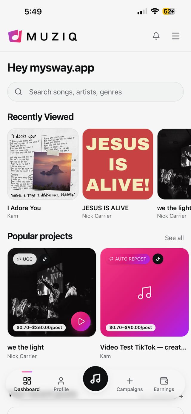MuziQ platform screenshot