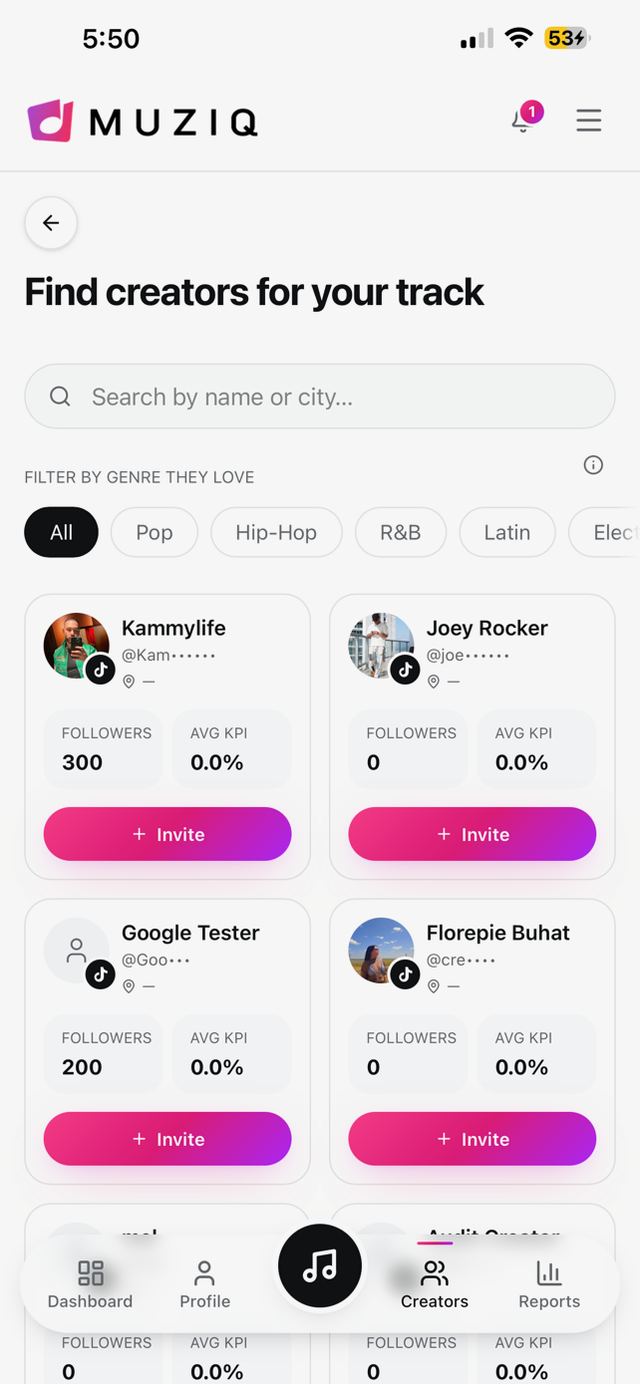 MuziQ platform screenshot